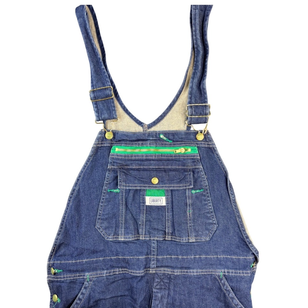 Liberty Mens Denim Bib Overalls 38x30 Straight Leg‎ Dark Wash Utility Workwear